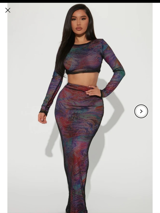 Fashion Nova Multicolor Mesh Maxi Skirt - Rainbow Print - Picture 2 of 8